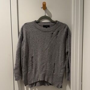 Olivaceous Gray Distressed Women's Sweater